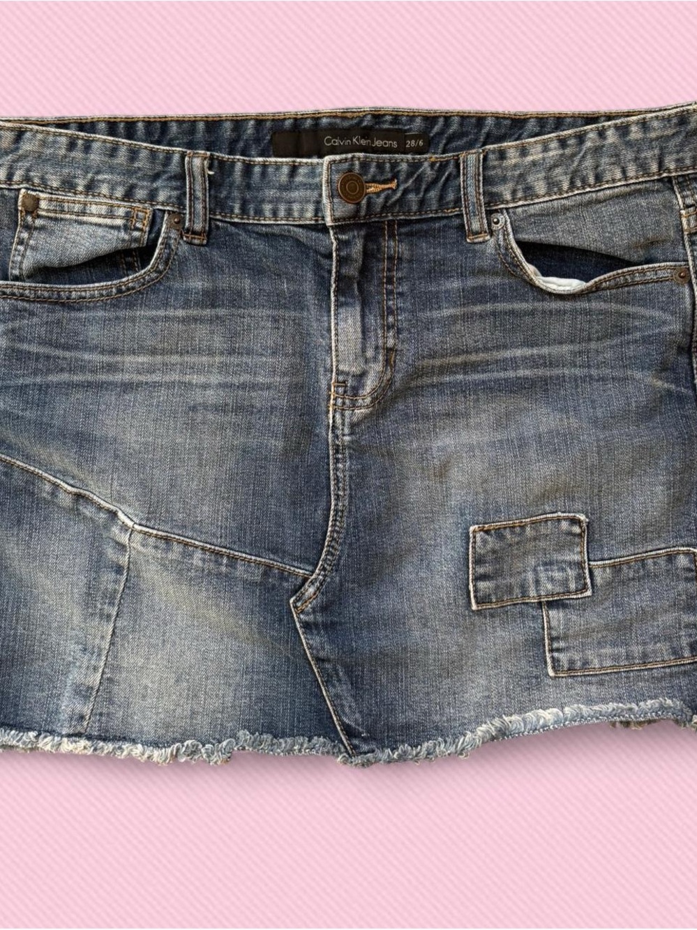 Calvin Klein Jeans Distressed Denim Mini Skirt - Medium Blue
